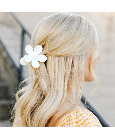6PCS Flower Claw Clips Set - Cute Matte Hair Claws for Strong Hold - Hair Accessories for Women and Girls - White, Grey, Black, Khaki, Coffee - Buy Online on GoSupps.com
