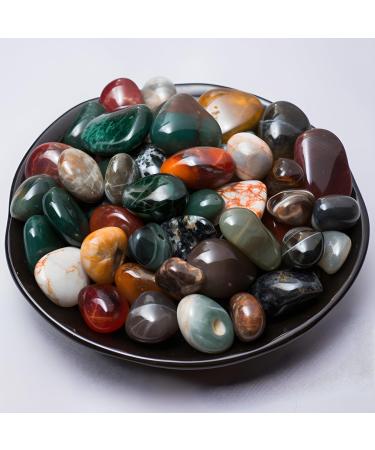 SigMntun Polished Ocean Jasper Crystal Bulk - 72 Pcs Handpicked Natural Tumbled Gemstones Rocks for Healing Reiki Meditation Witchcraft and Home Decoration Ocean Jasper-72 Pcs-CA