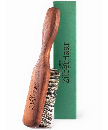 ZilberHaar - Regular Vegan Beard Brush - Stiff Natural Bristles Mexican Tampico Fiber and Oiled Walnut Wood - Animal-Free Beard Grooming Brush for Men - Made in Germany