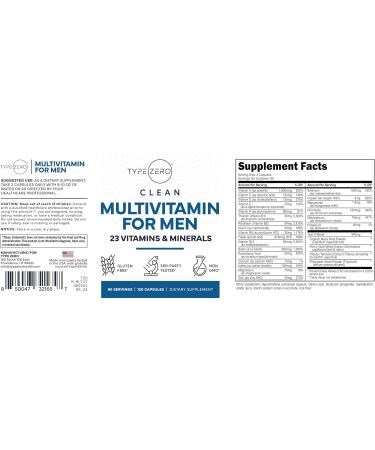 Type Zero Multivitamin Capsules for Men (120 Capsules) (1200 mg) - Gluten-Free, 60 Servings - Buy Online on GoSupps.com