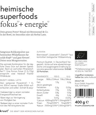 Cruut Organic Superfoods 400g - Soothing Wild Herb Powder for Herbal Latte | Natural Magnesium Calcium & Potassium | Raw Nettle Dandelion & Giersch - Buy Online on GoSupps.com