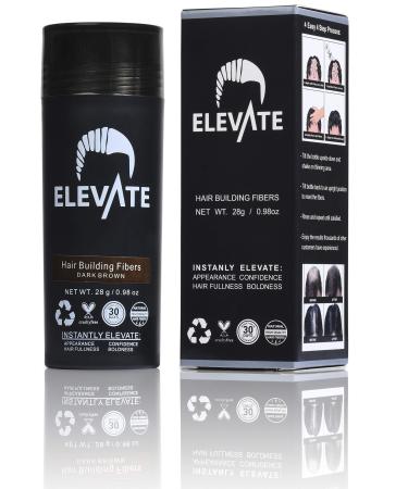 ELEVATE Hair Fibers 100% Natural Keratin Hair Fibers Instantly Thickens Thinning or Balding Hair for Men and Women - Natural Hair Loss Concealer 28g 0.98oz (Dark Brown) 0.98 Ounce (Pack of 1) Dark Brown