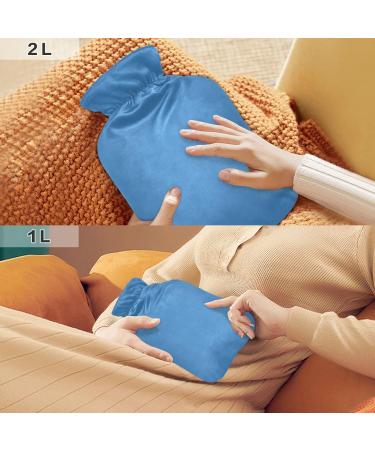 Blue Hot Water Bottle with Cover - 2L Pain Relief & Warmth for Hands Feet & Cramps - International Shipping Available - Buy Online on GoSupps.com