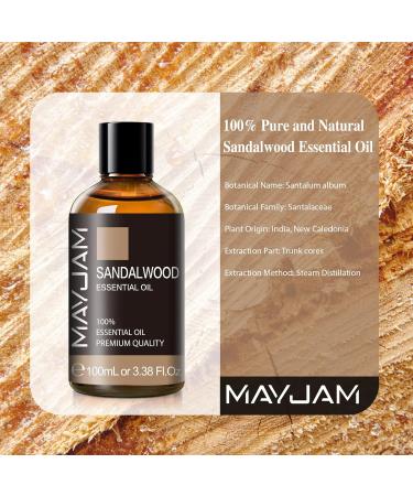 MAYJAM Sandalwood Essential Oil 100ML - Pure Fragrant Oil for Diffusers, Humidifiers, and DIY Projects - 100 ml (Pack of 1) - Buy Online on GoSupps.com