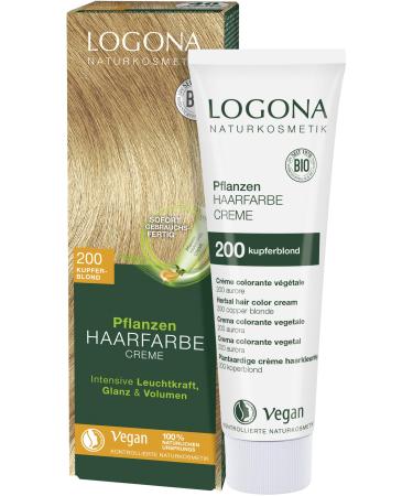 Logona Naturkosmetik plant hair color 200 copper blonde blonde natural hair color with henna color cream permanent coloring 150ml - Buy Online on GoSupps.com