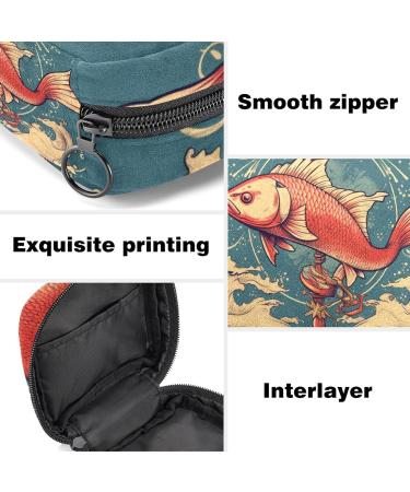 HomeDecorZone Portable Period Kit Bag - Feminine Product Pouch for Girls with Zipper Closure - Fish Multicoloured Design - Holds Pads and Tampons - Pack of 20 - Buy Online on GoSupps.com