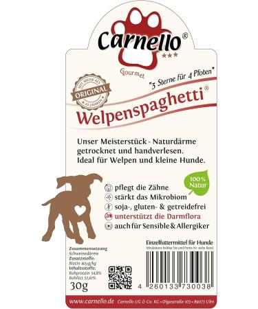Carnello Hundeleckerli for Small Dogs - Grain-Free Puppy Spaghetti Treats | Healthy Dog Snacks (4 x 30g Pack) - Buy Online on GoSupps.com