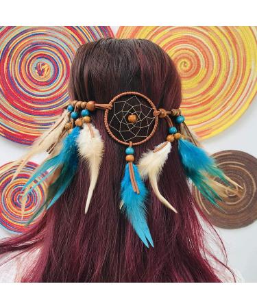 Campsis Indian Peacock Feather Headbands - Handmade Boho Princess Head Chain for Women and Girls - Buy Online on GoSupps.com