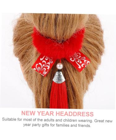 FRCOLOR 6 Pairs New Year Headdress Hair Scrunchies Elastic Hair Rope Red Ponytail Holder Hair Elastic Bracelet Ribbon Bands Kid Hair Ties Tassel Hair Rope Hair Ring Miss Zinc Alloy Girl - Buy Online on GoSupps.com
