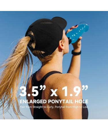 Gisdanchz Women's Adjustable Baseball Cap with Ponytail Hole - Performance Black Cap (55-57) | International Shipping Available - Buy Online on GoSupps.com