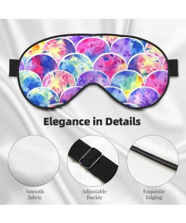 Rainbow Mermaid Print Light Blocking Eye Mask | Soft Adjustable Sleep Mask for Travel & Yoga - Buy Online on GoSupps.com