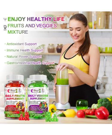 2Pack Magnesium Glycinate Gummies 500mg + 2Pack Sugar-Free Fruits and Veggies Gummies Supplement - Buy Online on GoSupps.com