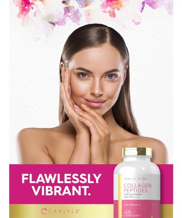 Carlyle Collagen Peptides 6000mg | 400 Caplets | with Vitamin C | Type 1 and 3 | Non-GMO Gluten Free Grass Fed Supplement - Buy Online on GoSupps.com