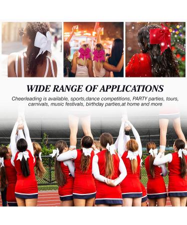 4pcs Large Cheer Hair Bows Ties - 8 Inch Grosgrain Ribbon Elastic Bands - Perfect for School, College, Sports, Cheerleading - Black/White/Red/Pink - Buy Online on GoSupps.com