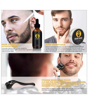 Beard Growth Kit - Derma Roller, Serum Oil, Balm & Comb Set for Stimulating Hair Growth - Perfect Gifts for Men - Buy Online on GoSupps.com