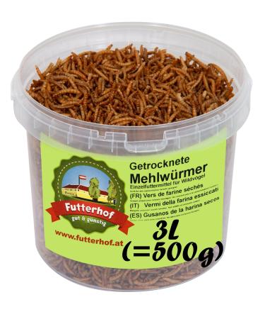 Futterhof dried mealworms 3L bucket ( 500g) premium quality