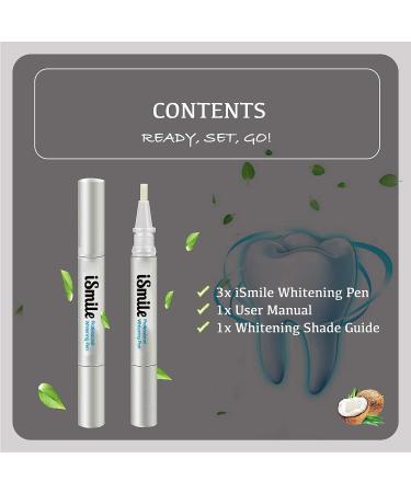iSmile Teeth Whitening Pen x3 | Mint Flavoured Non-Peroxide Gel | Professional Dental Grade Formula | 3X Gel Pens - Buy Online on GoSupps.com
