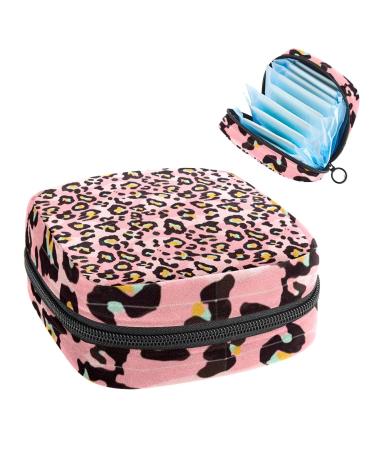 Pink Leopard Print Menstrual Cup Pouch Menstrual Pad Bag Feminine Menstruation Bags Portable Sanitary Napkin Pads Storage Bags Color 7