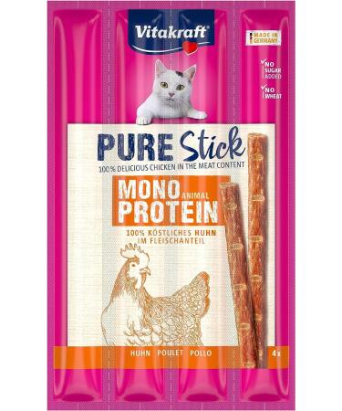 Vitakraft Pure Stick Cat Snack - Chicken Meat Treats for Sensitive Cats (20x4 Pieces) - International Shipping Available - Buy Online on GoSupps.com