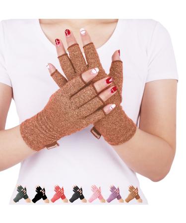Disuppo arthritis gloves - rheumatic arthritis compression gloves for pain relief tap gaming fingerless gloves for men and women (brown m) brown m - Buy Online on GoSupps.com