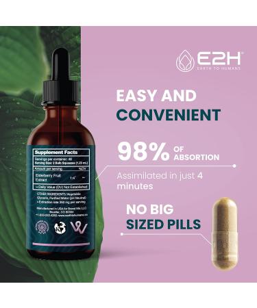 E2H Elderberry Syrup - Powerfull Antioxidants Supplement from Organic Elderberries Extract - Sambucus Elderberry Syrup for Kids & Adults for Immune Support - Non-GMO Vegan - 2 Fl Oz 2 Fl Oz (Pack of 1) - Buy Online on GoSupps.com