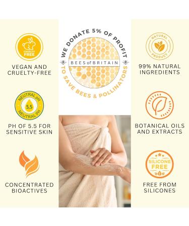 99% Natural Gentle Body Peeling Milk with Honey & Lavender - 150ml | PH 5.5 Ground Olive Stones | Bees of Britain - Support Bee Conservation - Buy Online on GoSupps.com