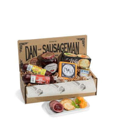 Dan the Sauasgemans Scandinavian Gourmet Gift Box -Featuring Lingonberry Sauce Preserves, Smoked Summer Sausages, Wisconsin Cheeses, Perfect for Cheese Spreads, Meats and Crackers