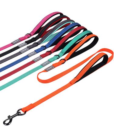 Vivaglory traffic handle dog leash dog leash with two padded handles strong reflective & metal hook training lines for dogs orange 1.5 m x 1.4 cm orange