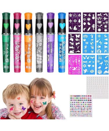  Chaies Face and Body Paint Pencils Water Based Paint Pencils Set of 6 with 9 Stencils Safe for Sensitive Skin - Buy Online on GoSupps.com