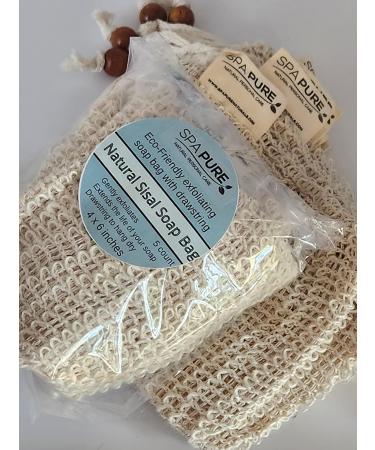 Buy Spa Pure Natural Sisal Exfoliating Soap Bag - 5 Pack | Handmade Soap Storage & Gently Exfoliate | Extend Soap Life - Buy Online on GoSupps.com
