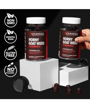 Horny Goat Weed Gummies with Vitamin B12 - Energy Endurance & Performance Support for Male Health - 60 Count - Vegetarian-Friendly Non-GMO Pectin-Based - Raspberry Flavor 1 Month Supply 60 Count (Pack of 1) - Buy Online on GoSupps.com