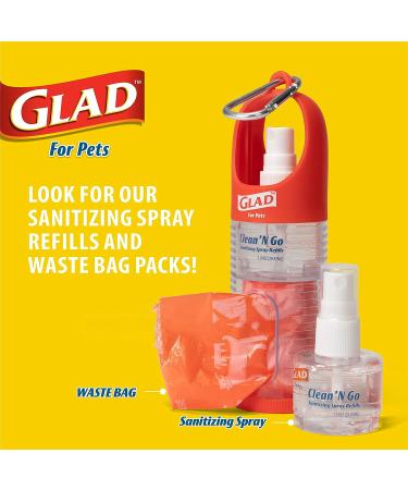 Glad for Pets Clean & Go Waste Bag Dispenser with Antibacterial Aloe Hand Sanitizer Spray - 15 Bags, Tropical Breeze Scent | Poop Bag Holder & Mini Hand Sanitizer - Buy Online on GoSupps.com