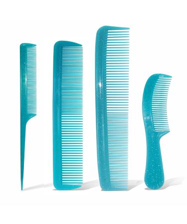 NuAngela Styling Comb Set Cutting Combs Clipper Rat Tail Hair Beard Comb Wide and Fine Tooth Hair Dressing Comb For Women Men Parting Teasing Professional Barber Comb (Blue)