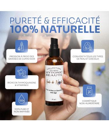  MYTONIC BEAUTE Organic Nigella Oil (Black Cumin) | Body Face Hair | 100% Plant-Based and Natural | Antioxidant - Moisturizing - Soothing - Non-Food Cosmetic - MYTONIC BEAUTE (100ml) - Buy Online on GoSupps.com