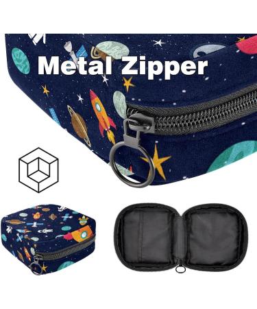 Womens Napkin Storage Bag - Space-Themed with Rockets Stars & Planets | Portable Menstrual Cup & Bandages Bag for First Period - Buy Online on GoSupps.com