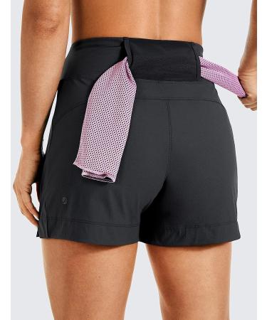 CRZ YOGA Women's Lightweight Hiking Shorts 4'' - Mid Rise Stretch Athletic Outdoor Golf Shorts with Zip Pockets - Medium Ink Gray - Buy Online on GoSupps.com