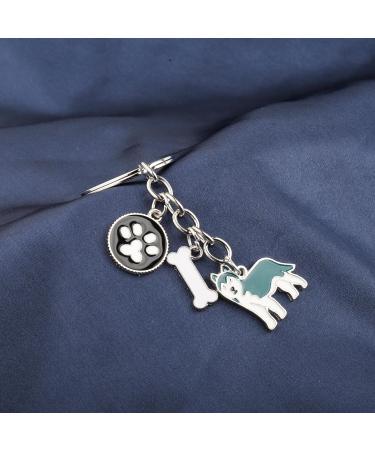 Ensianth Dog Keychain - Perfect Gifts for Dog Lovers | Puppy Paw Print Keyring for Dog Owners Moms & Dads | Blauer Husky Design - Buy Online on GoSupps.com