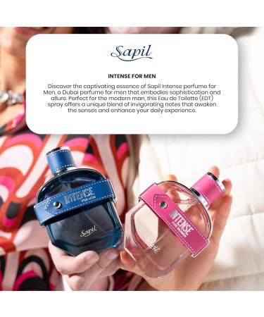 Sapil Intense Perfume for Men - Long-Lasting Fresh Spicy Dubai Cologne - 3.4 Oz (100 ml) EDT Spray - Ideal Arabic Cologne for Daily Wear and Gifting - Buy Online on GoSupps.com