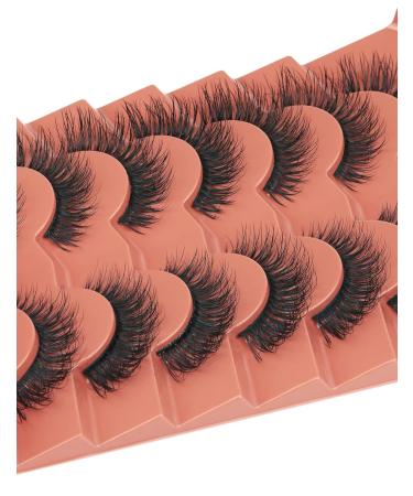Goddenus I-Spiky Natural Mink Fluffy Wispy Cat Eye Lashes 16mm - 7 Pairs CC Curl Flat Short Strip Eyelashes for Extension-Like Look - Buy Online on GoSupps.com