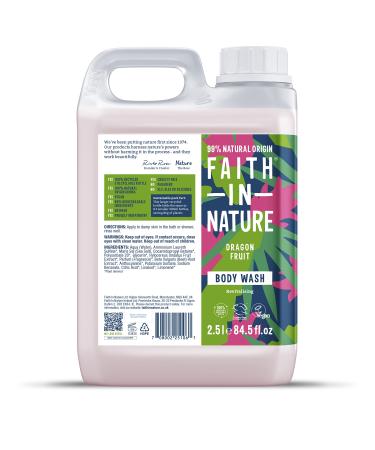 Faith In Nature Natural Dragon Fruit Body Wash Revitalising Vegan & Cruelty Free No SLS or Parabens 2.5L Dragon Fruit Body Wash 2.5L 2.5 l (Pack of 1)