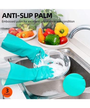 Buy VGO Reusable Household Gloves - 3 Pairs of Waterproof Nitrile & Latex-Free Dishwasher Kitchen and Gardening Gloves (NT2141) - Buy Online on GoSupps.com