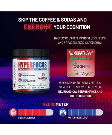 Magceutics Hyperfocus Nootropic Powder - Boost Memory & Cognitive Function - 3.52 Oz (Rocket Rush) - Buy Online on GoSupps.com