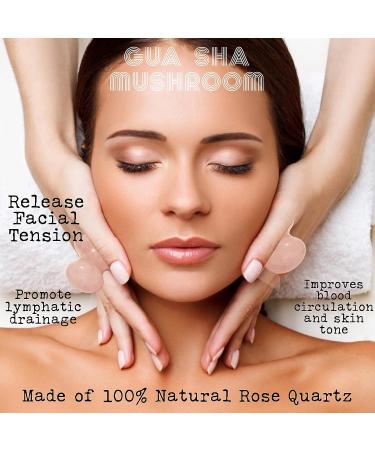 Boho Aromatic Hippie Girl Gua Sha Mushroom Set - Rose Quartz Facial Toning Tools - Buy Online on GoSupps.com