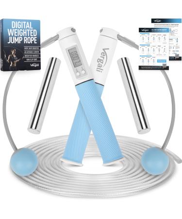 Weighted Jump Rope with Counter for Women and Men. Digital Counting Jump Rope for Workout. Skipping Rope for Exercise and Fitness. Includes Calorie Counter and Cordless Rope
