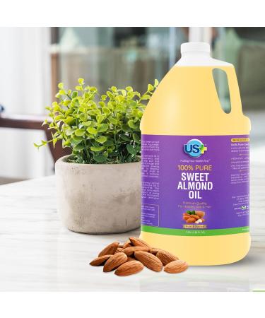 100% Pure Sweet Almond Oil - All-Natural Hexane-Free Expeller-Pressed - Premium Quality for Skin & Hair - 1 Gallon (128 Fl Oz) - International Shipping Available - Buy Online on GoSupps.com