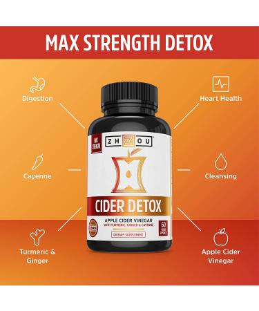 Zhou Nutrition Max Strength Cider Detox - 60 Veggie Capsules for Effective Detox & Support - Buy Online on GoSupps.com