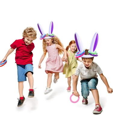 Inflatable Bunny Easter Ring Toss Game - 3 Pack Rabbit Ears Hat with Rings for Kid's Fun - Indoor Outdoor Party Game - Buy Online on GoSupps.com