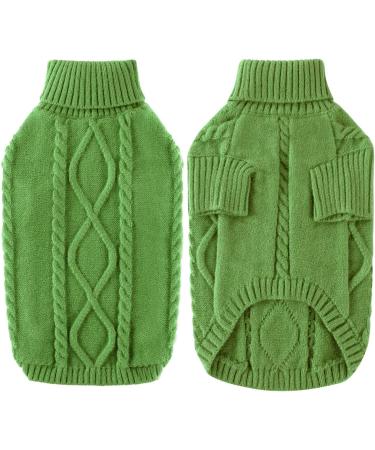 Shop Knitted Pet Sweaters for Small Dogs | Winter Turtleneck Sweaters for Chihuahua Bulldog Dachshund Pug & Yorkie - Warm & Cozy Green Mantle - Buy Online on GoSupps.com