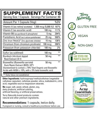 Terry Naturally Acne Essentials â€“ 60 Capsules for Clear Skin - Buy Online on GoSupps.com