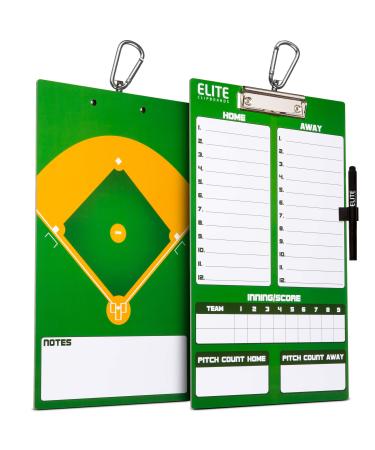 Elite Clipboards Dry Erase Baseball Coaches Clipboard | Double-Sided Baseball Marker Board